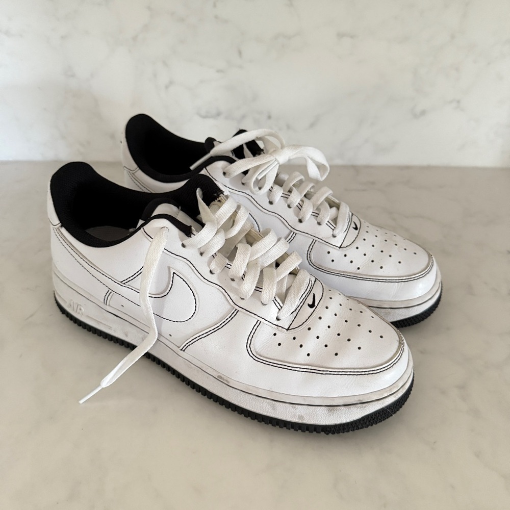 NIKE FORCE 1 PS ‘Contrast Stitch - White Black Size Men’s 9